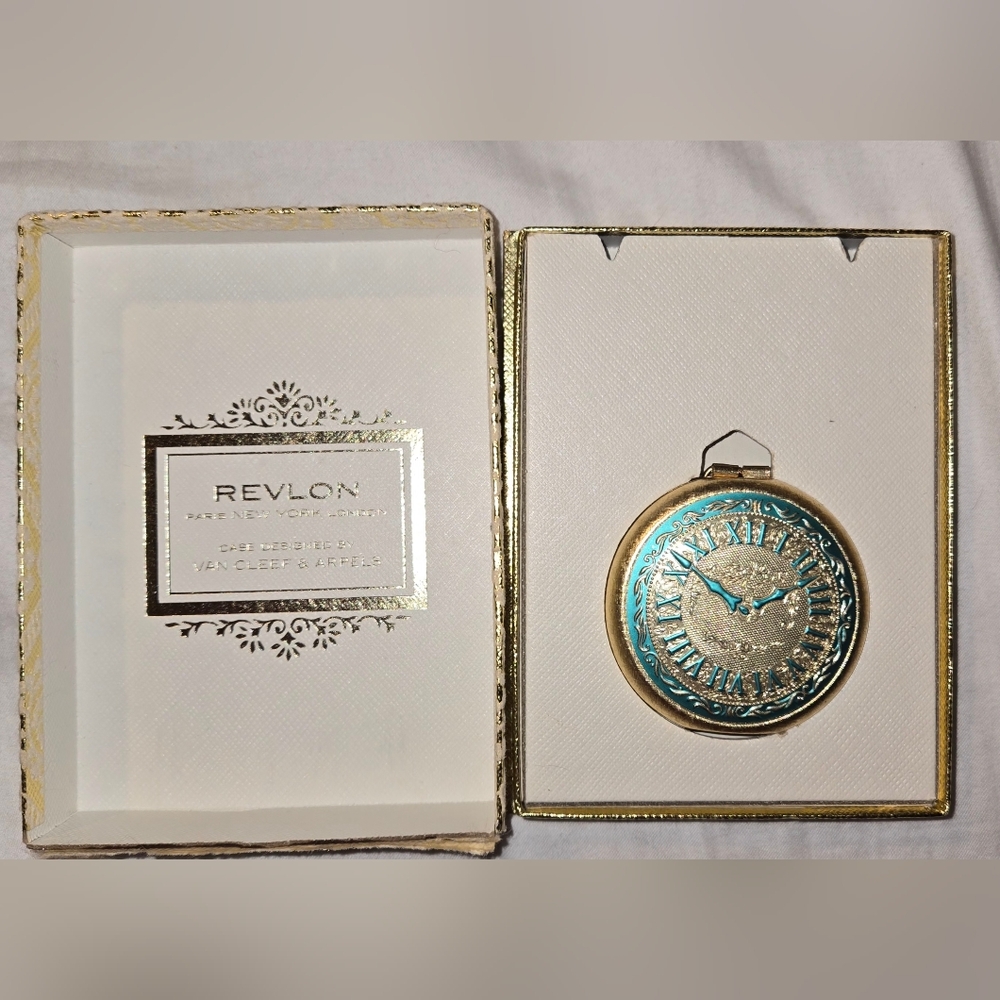 Vintage Revlon Gold and Blue Compact